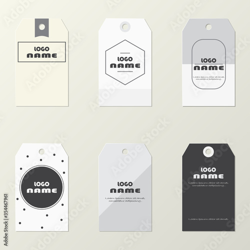 Vector collection of modern paper label on gray background