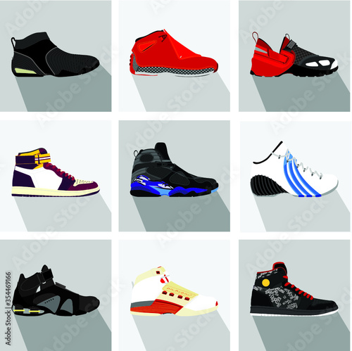 flat vector of retro basketball shoes part 3