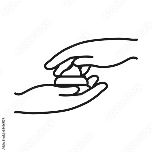 handwashing concept, hands with soapy foam icon, line style