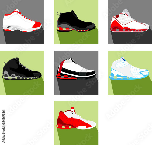 flat vector of retro basketball shoes part 5