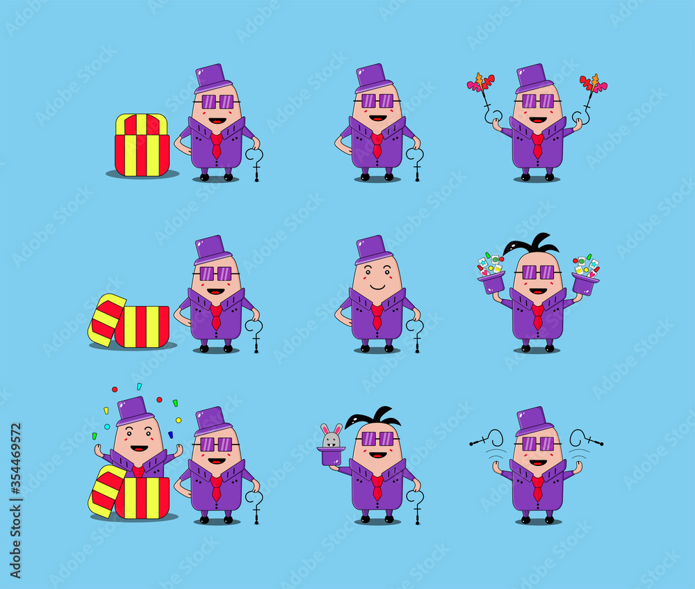 Fototapeta premium Magician doodles vector design set