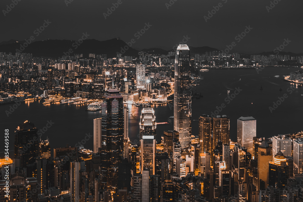 Hong Kong City Night view from Peak;