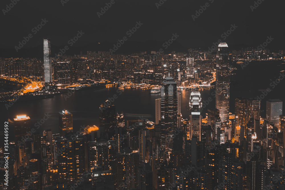 Hong Kong City Night view from Peak;