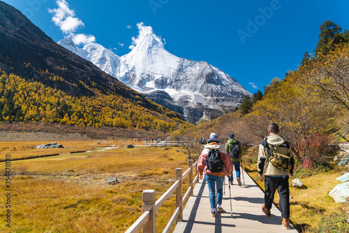 Beautiful Autumn scene in Daocheng Yading National park, Sichuan, China photo