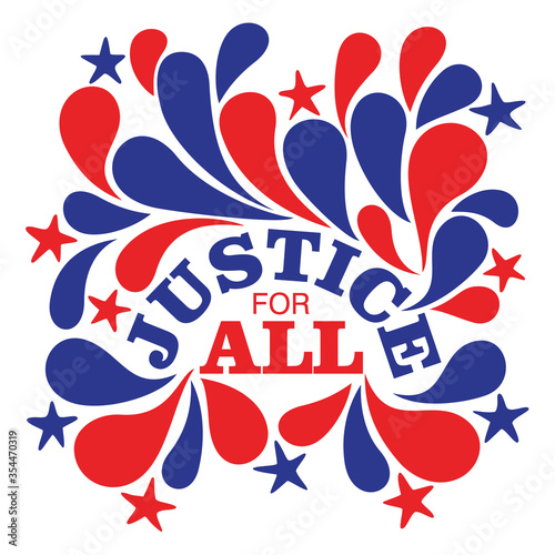 Vector illustration of Justice for all caption with design elements in national flag colors 