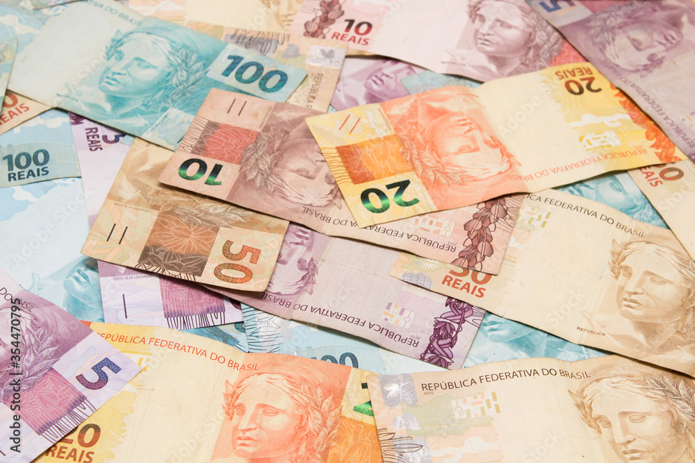 Brazilian money background. Bills called Reais (Real). Brazilian money background. Bills called Reais (Real).