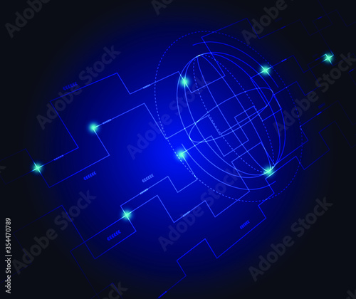 Digital image of light.Abstract futuristic hi-tech blue background. Abstract technology dark blue color background .Technology concept.