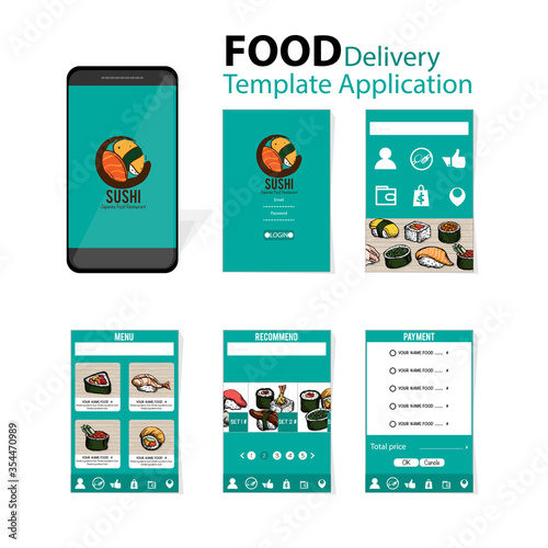 menu template application mobile sushi Japanese food delivery