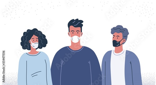 Young people wearing medicine face masks for health protection