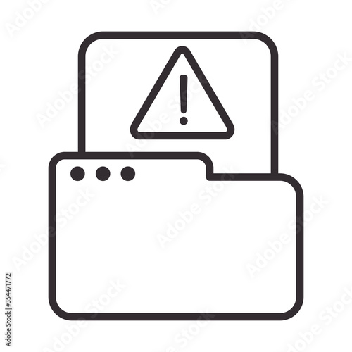 alert icon, folder file data warning, attention danger exclamation mark precaution, line style design