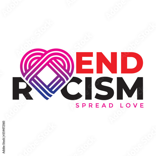 illustration of stop racist, spread love. Acting not to be racist, for equal humanity