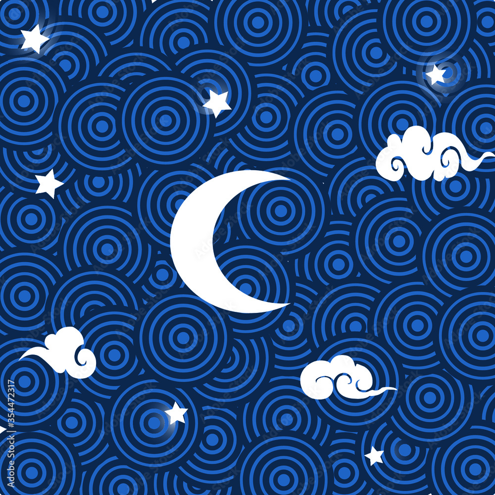 Obraz premium Vector night sky background stars and moon