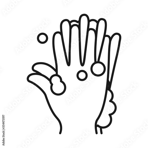 handwashing concept , hands washing with soapy water icon, line style