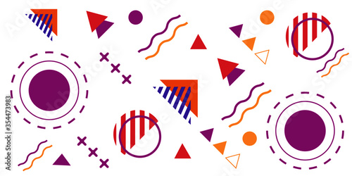 Memphis geometric shapes patterns. Memphis design elements. Retro funky graphic, 90s trends designs and vintage geometric print illustration element. Colorful memphis style backgrounds vector.