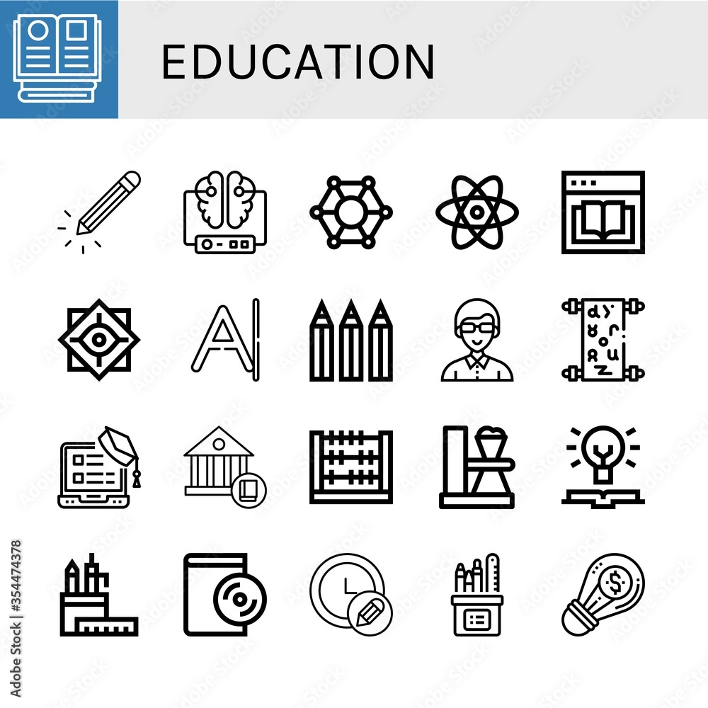 Fototapeta premium education simple icons set