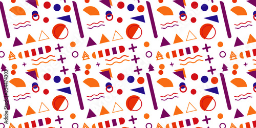 Memphis geometric shapes patterns. Memphis design elements. Retro funky graphic, 90s trends designs and vintage geometric print illustration element. Colorful memphis style backgrounds vector.