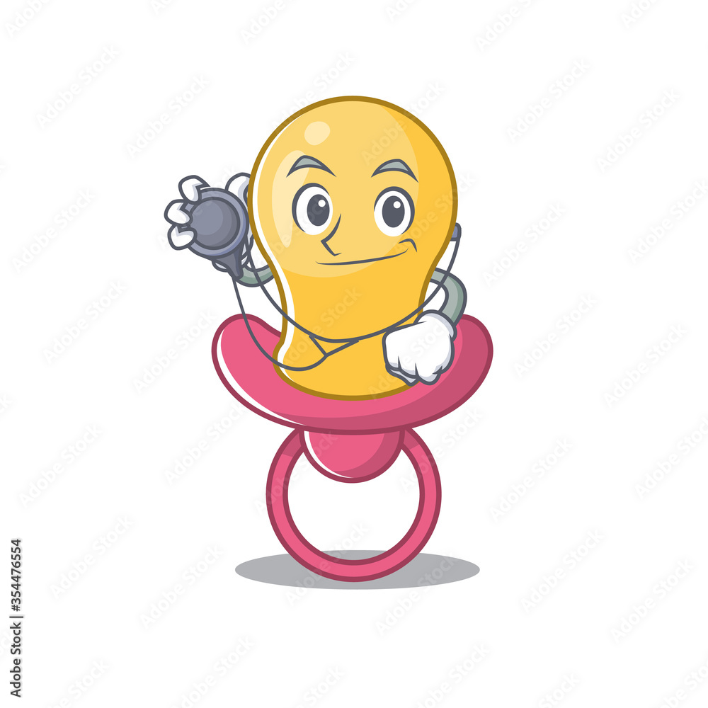 Smiley doctor cartoon character of baby pacifier with tools Smiley doctor cartoon character of baby pacifier with tools