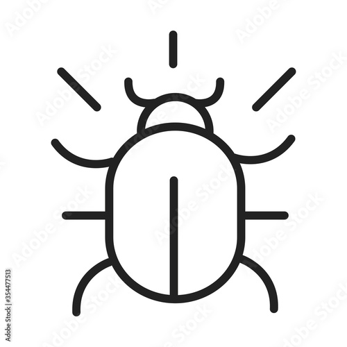 cyber security and information or network protection bug virus line style icon