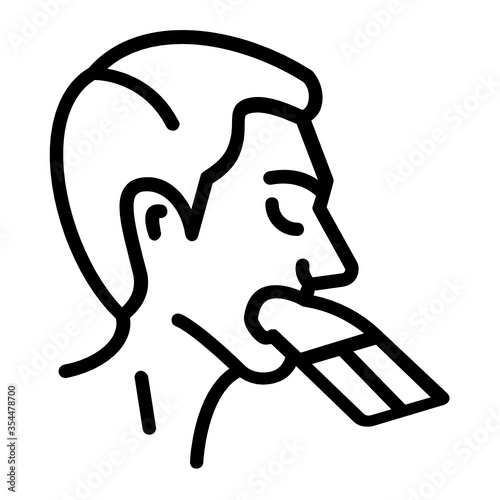 Overeating Concept, Eating Too Fast and Not Chewing Vector Icon Design, Addiction and bad habits symbols on white background, Fingers Licking Sign 