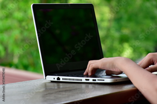 Notebook computer On a natural background