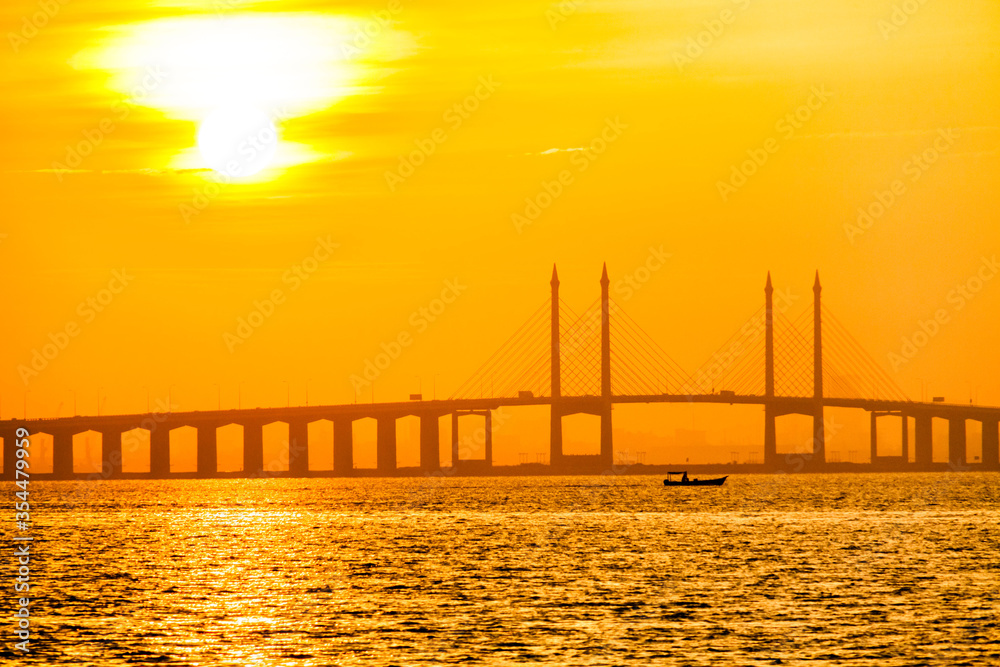 Penang Bridge view from the shore of George Town, Malaysia Penang Bridge view from the shore of George Town, Malaysia