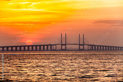 Penang Bridge view from the shore of George Town  Malaysia