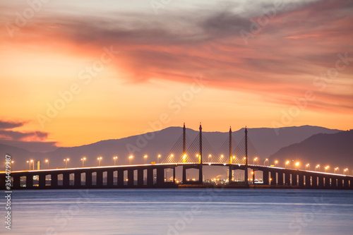 Penang Bridge view from the shore of George Town  Malaysia