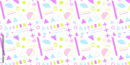 Pastel color abstract geometric composition background. Abstract dynamic geometric background applicable for Covers, Voucher, Posters, Flyers and Banner Designs. Retro vintage 80 memphis style. 