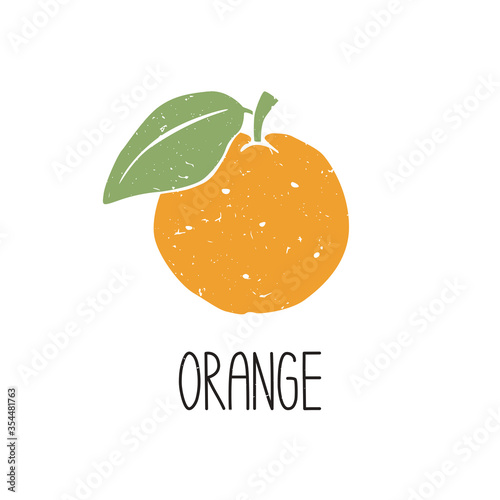 Ripe colored caption orange symbol isolated on transparent background. Colorful pictogram original design. Can be used for infographics, identity or decoration. Vector hand drawn illustration