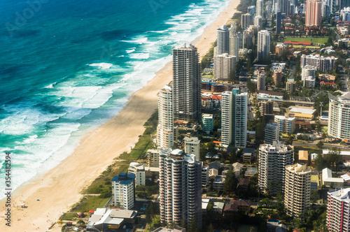 Konstfotografi Aerial view of Gold Coast Surfers Paradise beach and city