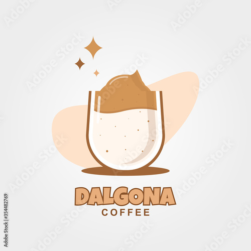 Delicious Dalgona Coffee Illustration. Iced Coffee - EPS 10 Vector