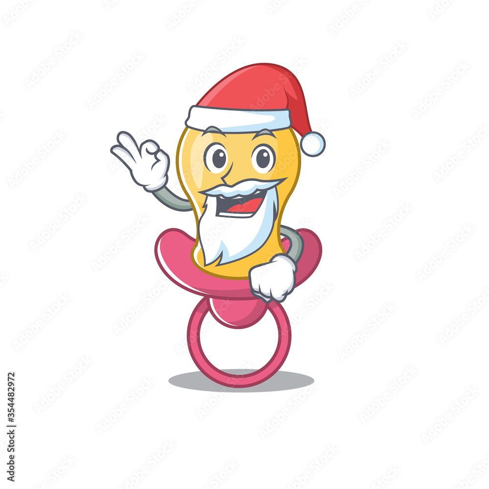 cartoon character of baby pacifier Santa having cute ok finger cartoon character of baby pacifier Santa having cute ok finger