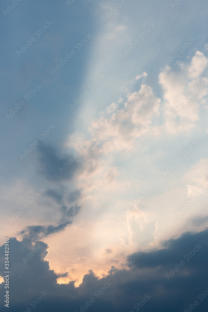 Beautiful dramatic gray and white clouds on blue sky, variety of shapes, silhouettes and shades at sunset time
Beautiful dramatic gray and white clouds on blue sky, variety of shapes, silhouettes and shades at sunset time