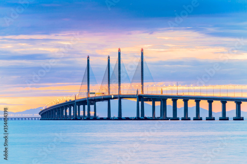 2nd Penang Bridge view during dawn in George Town, Penang, Malaysia photo