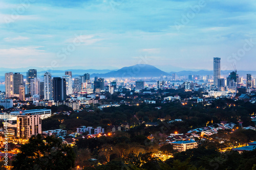 Cityscape view of George Town Penang during dawn