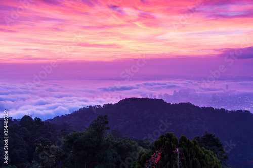 George Town city view from Penang Hill, Pulau Pinang Malaysia