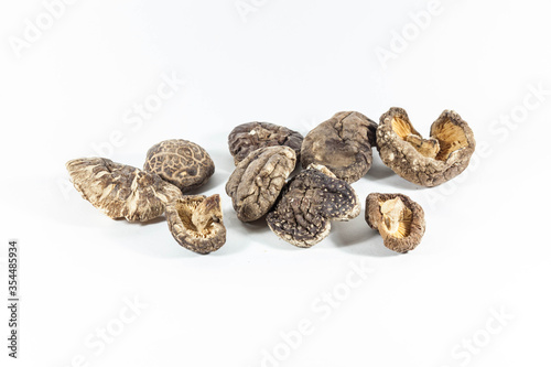 Dried mushroom in a white isolated background