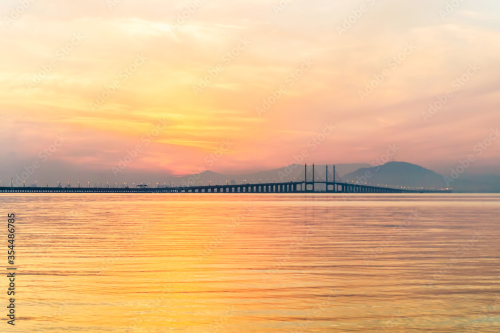 Reflection of sunrise for blur background