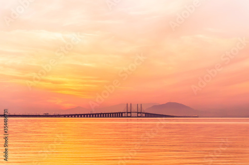 Reflection of sunrise for blur background photo