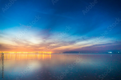 Reflection of sunrise for blur background