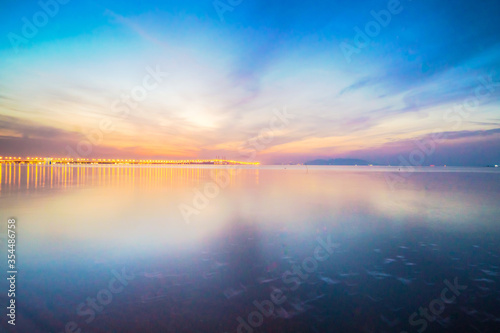 Reflection of sunrise for blur background