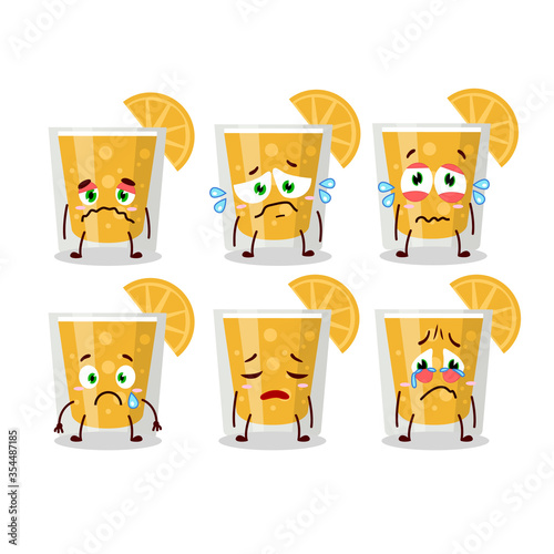 orange juice cartoon character with sad expression