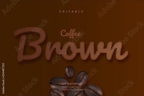 Coffee Brown Text Effect Editable Premium Vector