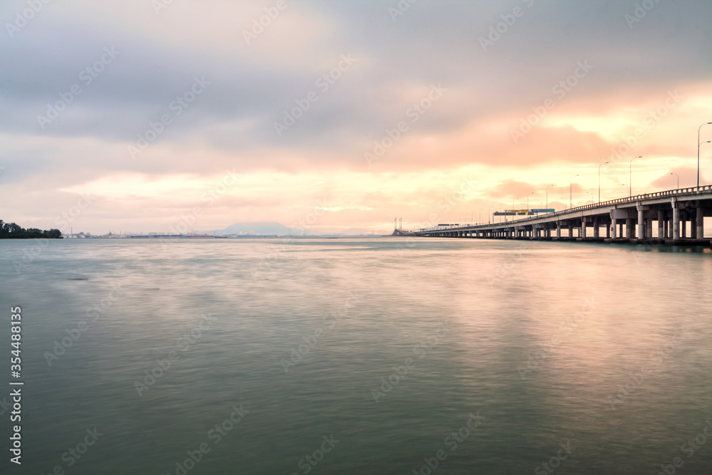 Penang Bridge Malaysia view during sunrise