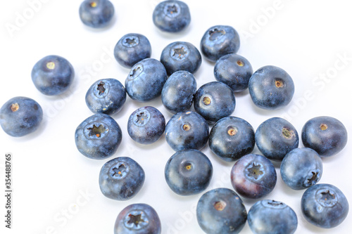 Fresh blueberries on a white background