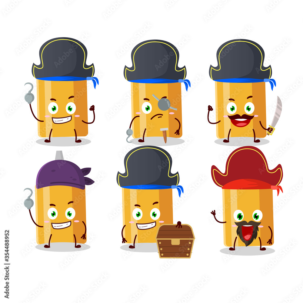 Cartoon character of mayonaise bottle with various pirates emoticons