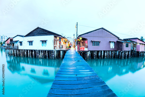 Quadro em tela Lee Clan Jetty view during sunrise in George Town Penang