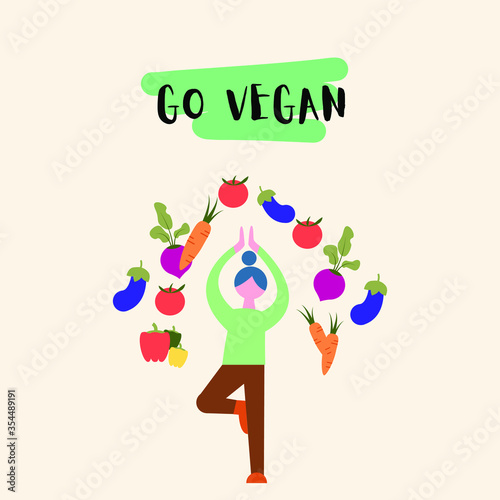 Go Green, Vegan vector illustration 