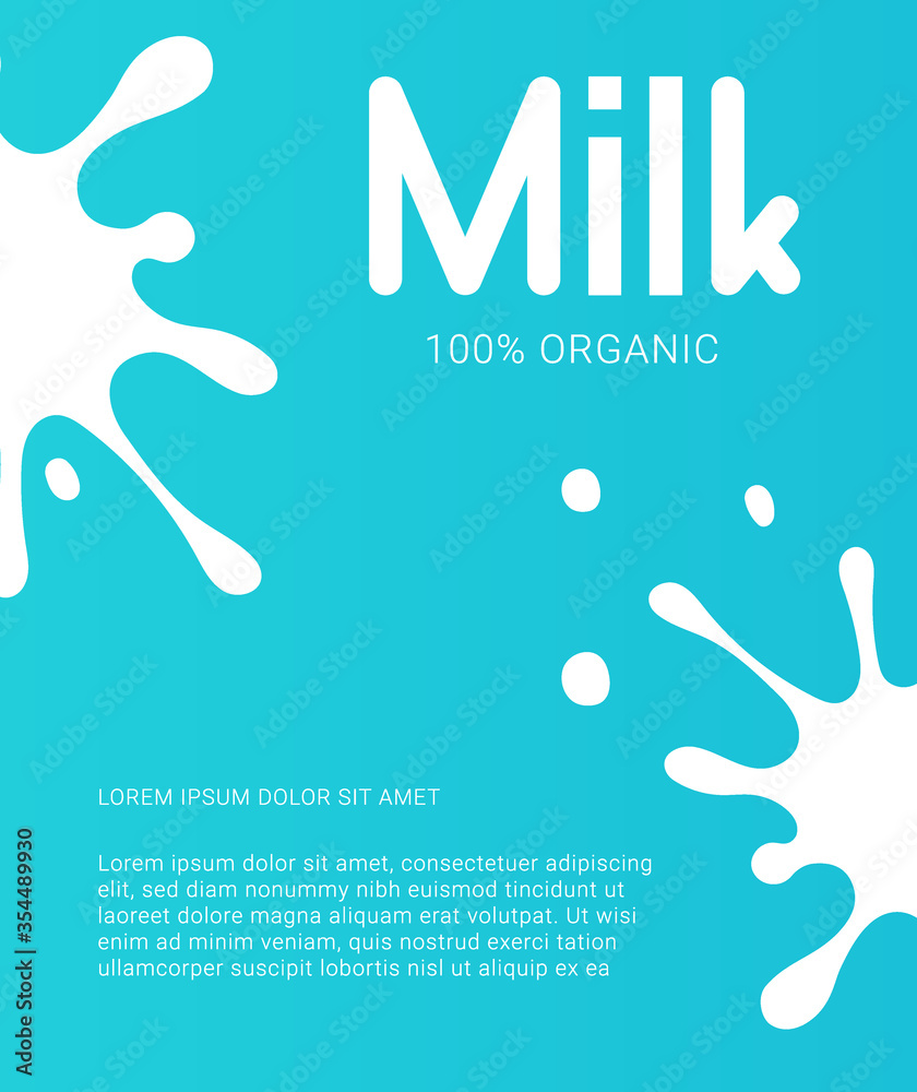 Milk minimal poster. Modern background with organic splash. Milk and