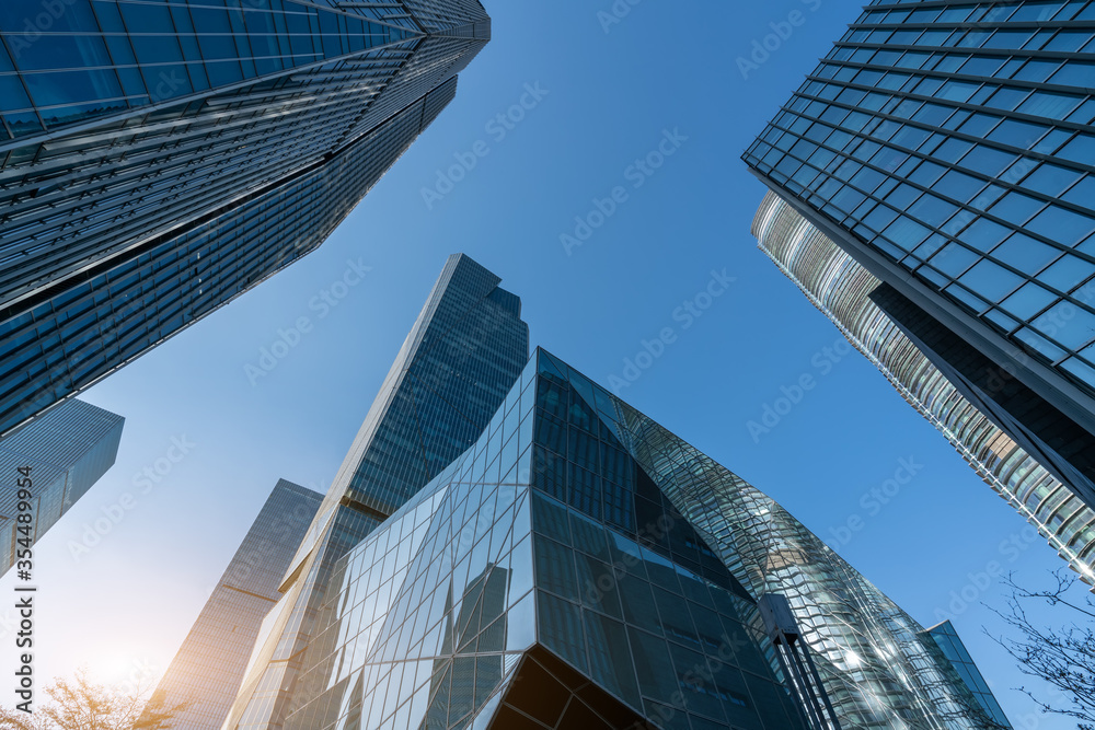High rise buildings and street view